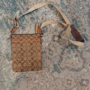 Coach Logo cossbody purse tan camel
